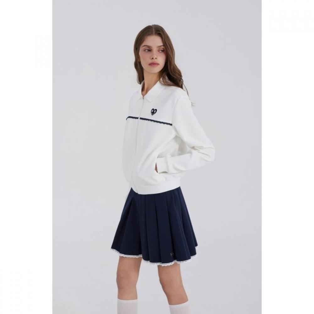 Goxo Metal Heart Pleats Skirt Navy