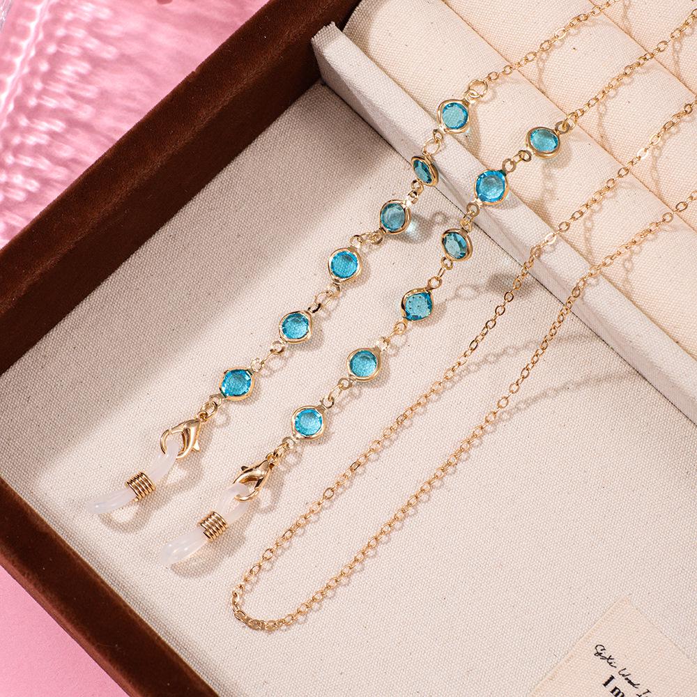 Colorful Crystal Eyeglass Chain – Non-slip Lanyard for Women, Fashionable European and American Style