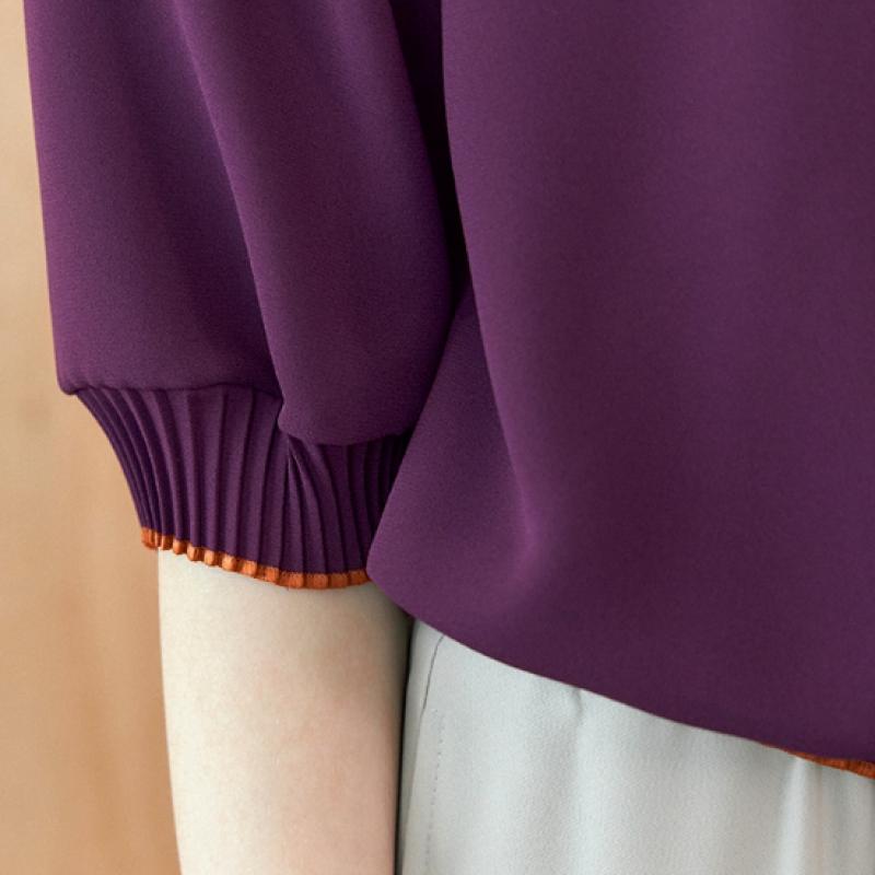 Maxza Pleats Round Neck 7 8 Blouse Zb08qb600on