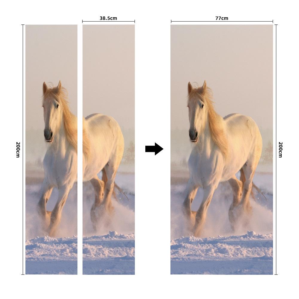 Meiji Creative Environmental Protection Stallion 3D Door Sticker Renovation Self-Adhesive Bedroom Wall Sticker Direct Sales Door Frame