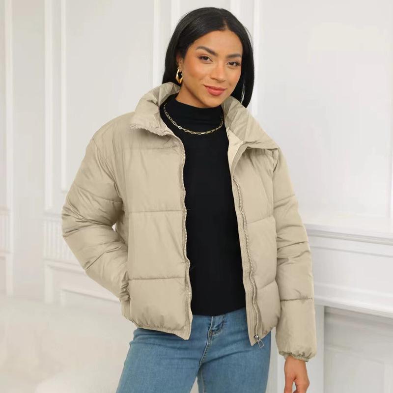 New Winter Simple Loose Cotton-padded Jacket Short Stand Collar Small Cotton-padded Jacket for Women