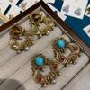 Orecchini a Bottone Wran Medievali Vintage in Pietra Naturale Occhio di Tigre da Donna, Orecchini Versatili di Lusso Leggero in Stile Corteo Retrò