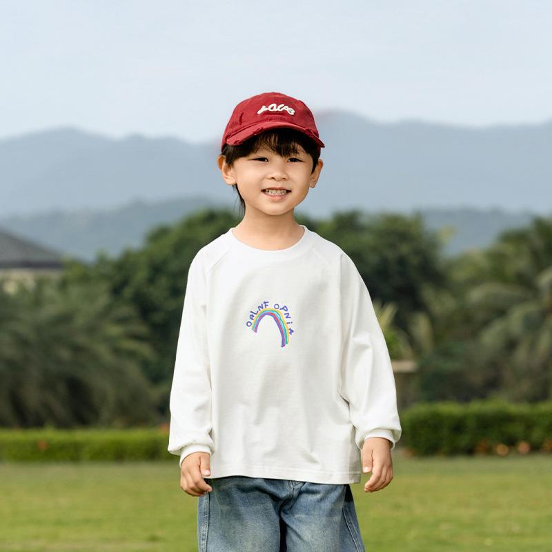 Nausicaa 2025 Spring Rainbow Letter T-shirt for Kids – All-match Loose Top for Boys & Girls