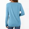 Women's Casual Fashion Brushed Color Long-sleeved V-neck Top T-shirt