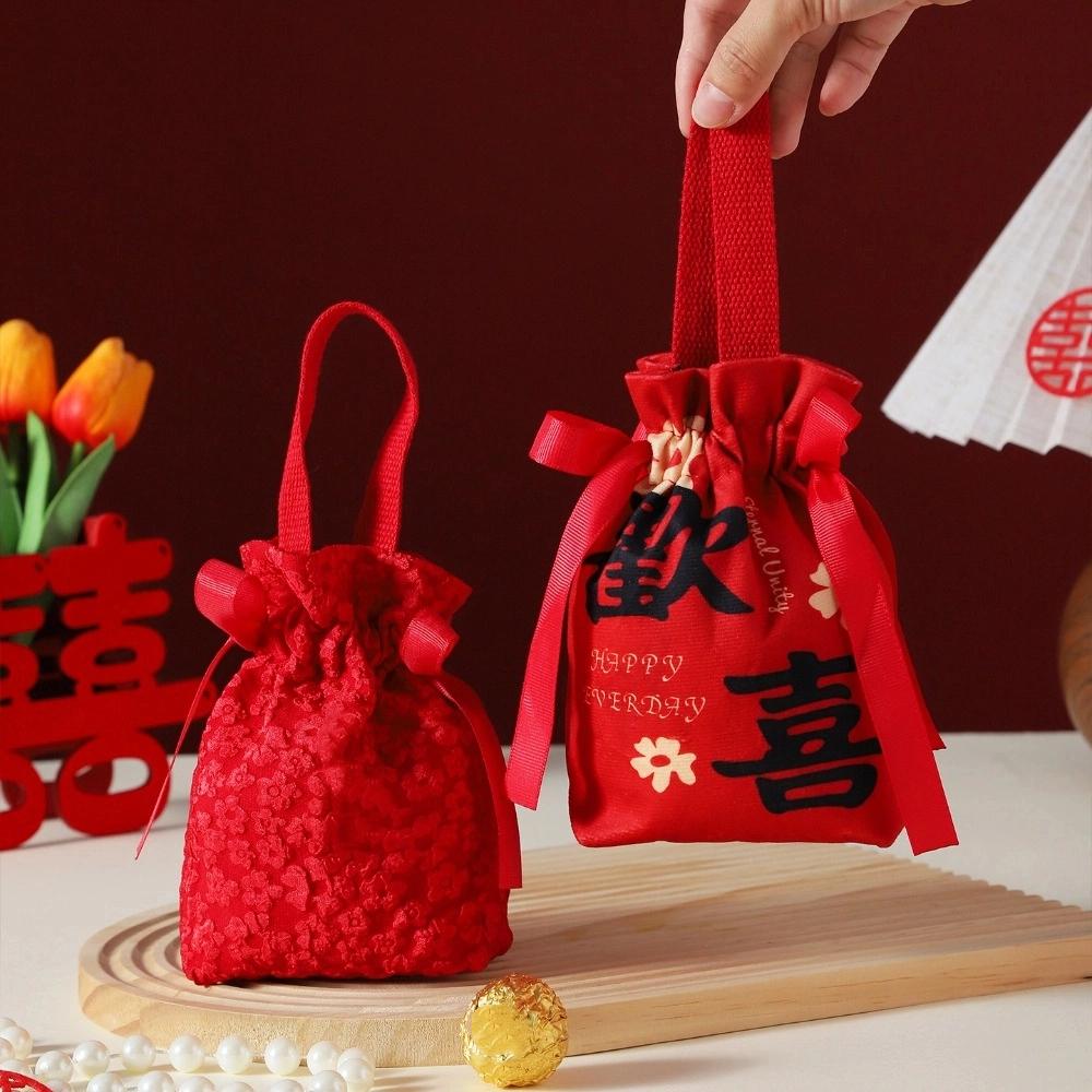 Drawstring Chinese Wedding Candy Bag Cloth 2026 Money Pocket Brocade Red Envelope Lady Girls Women