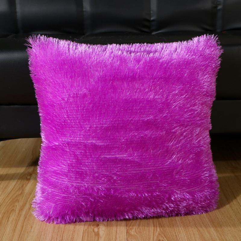 43x43cm Soft Long Plush Solid Color Sofa Winter Decoration Pillowcase Home Living Room Cushion Cover