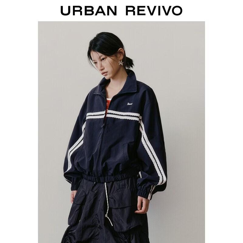 UR2026 Women s Autumn Lace Trim Sporty Jacket XS чернил синий