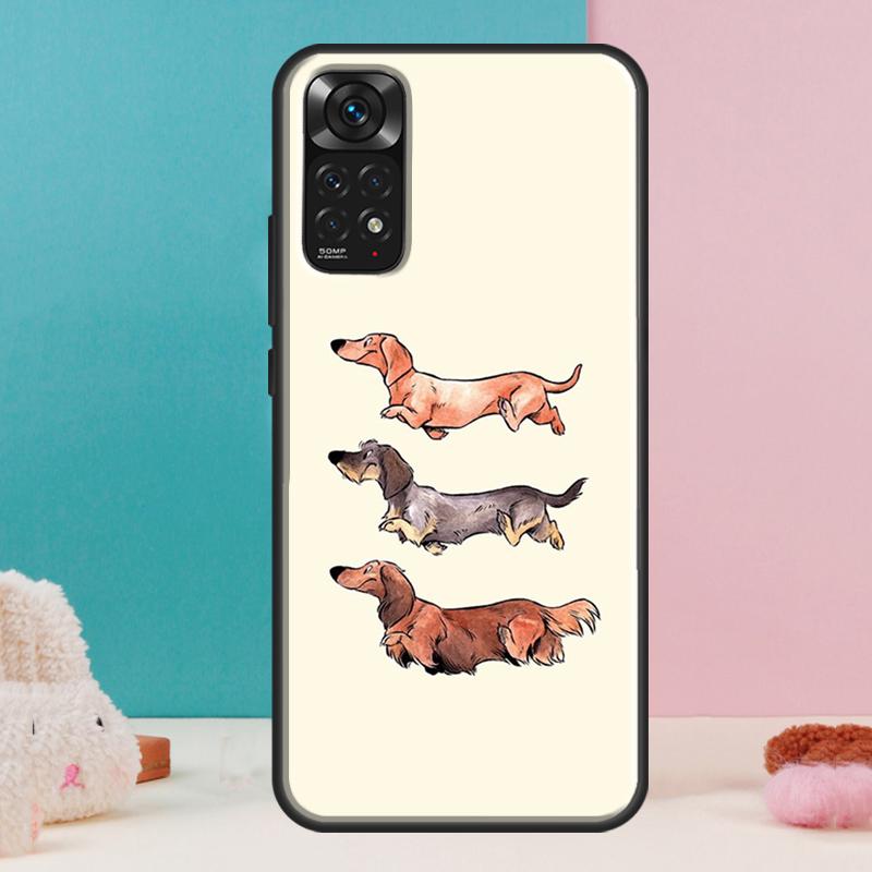 Cartoon Dachshund Dog Case For Xiaomi Redmi Note 14 13 12 Pro 11 9 10 9S 10S 11S 12S Redmi 14C 13C 10C 12C Cover