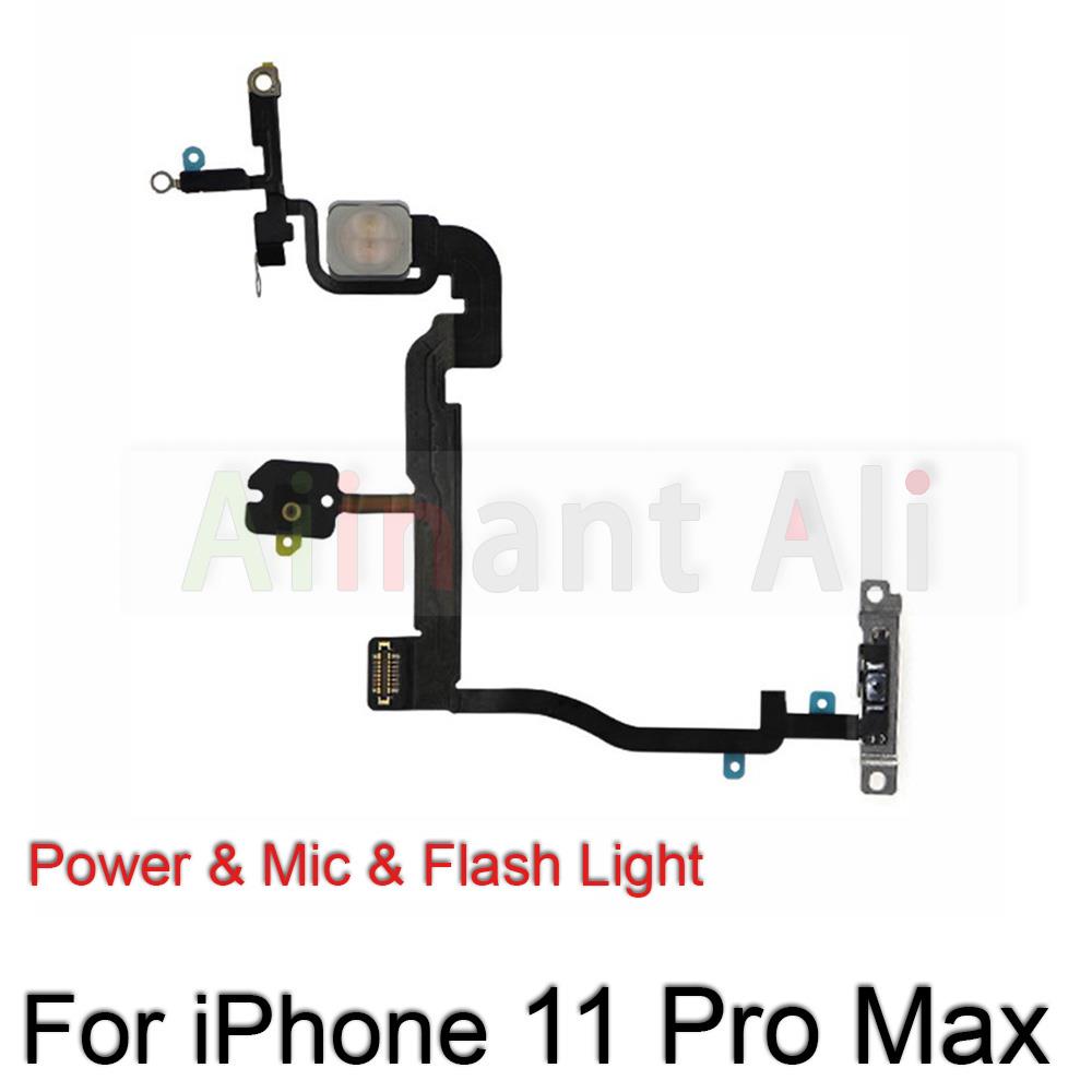 AiinAnt Power / Volume Buttons Mute Wireless Charging FlashLight Power Flex Cable For iPhone 11 Pro Max Repair Phone Parts