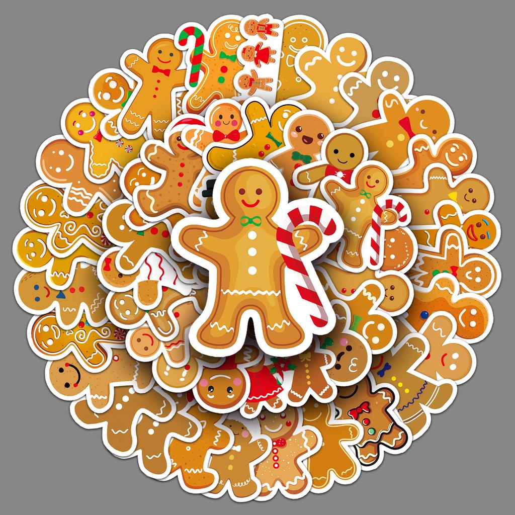 50 Gingerbread Man Personalized Christmas Creative Sealing Stickers for Decorating Suitcases and Phone Cases