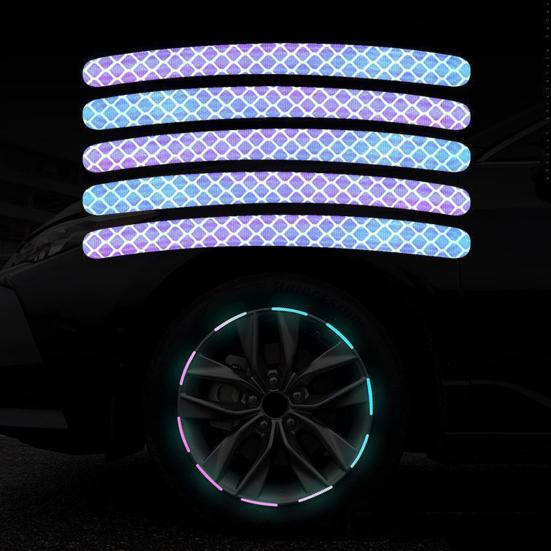 20PCS Car Wheel Stickers Reflective Night Safety Warning Tape Waterproof Scratch-Resistant Rim Decals for Cars Motorcycles Bicycles