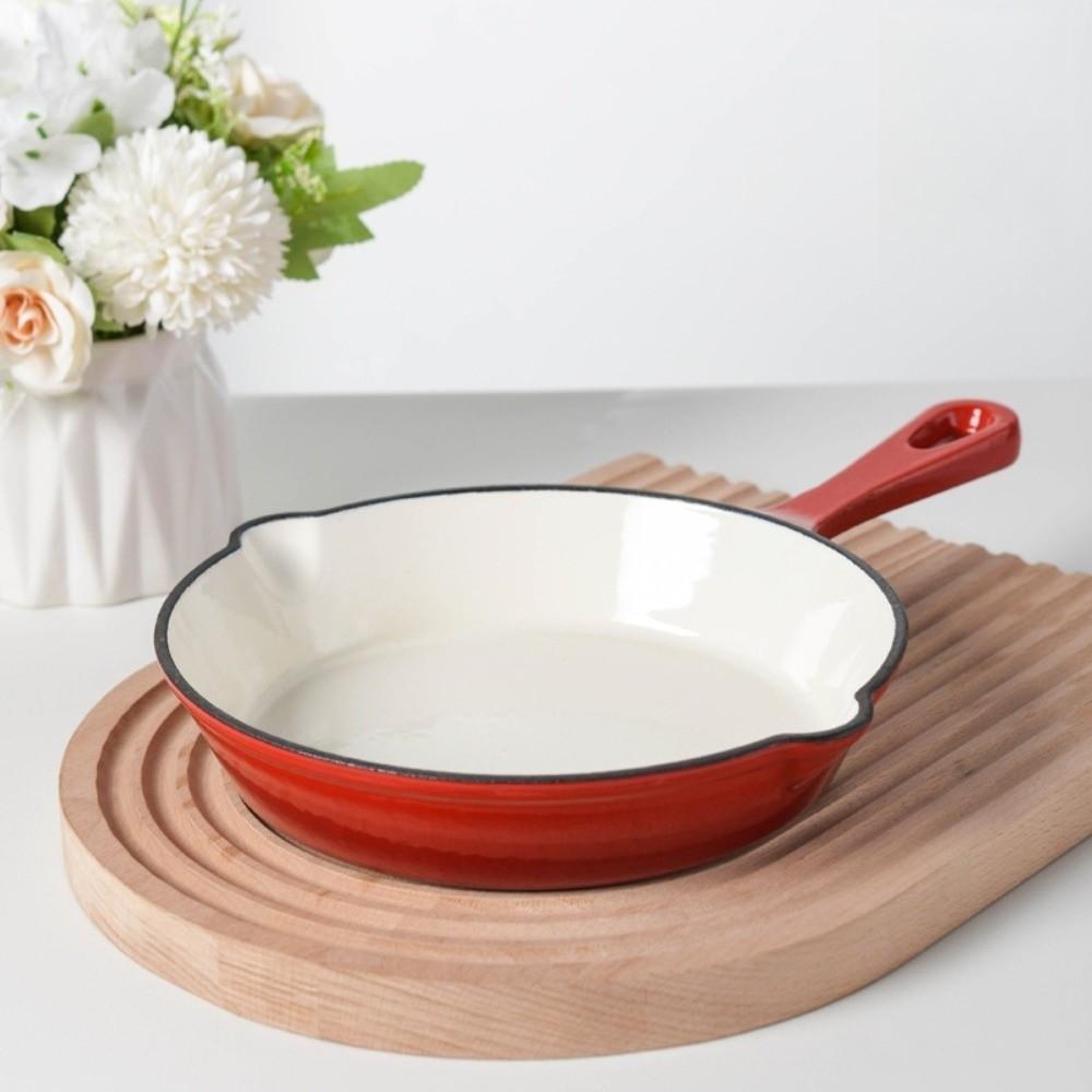 Multipurpose Non-stick Enameled Cast Iron Dutch Oven Universal Red Frying Pan Vintage Round Omelette Pan Induction Cooker