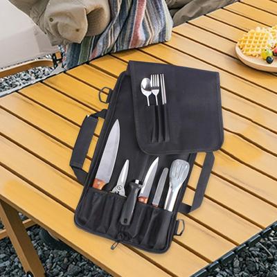 Kochmesserrolltasche Tragetasche Multifunktional Faltbar 6 Fächer Messerhalter für Draußen