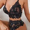 European & American Sexy Lace See-Through Open Crotch Bustier Set