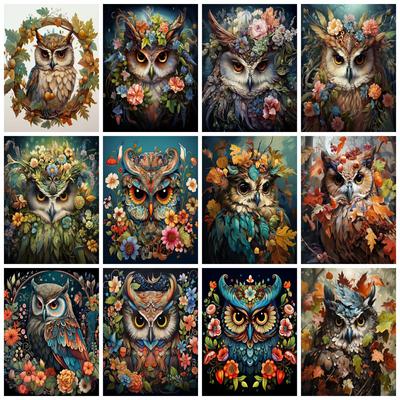 Diamant-Malerei-Set, Eule, Blume, voll, quadratisch, rund, Stickerei, Mosaik, Tier, handgefertigt, Heimdekoration