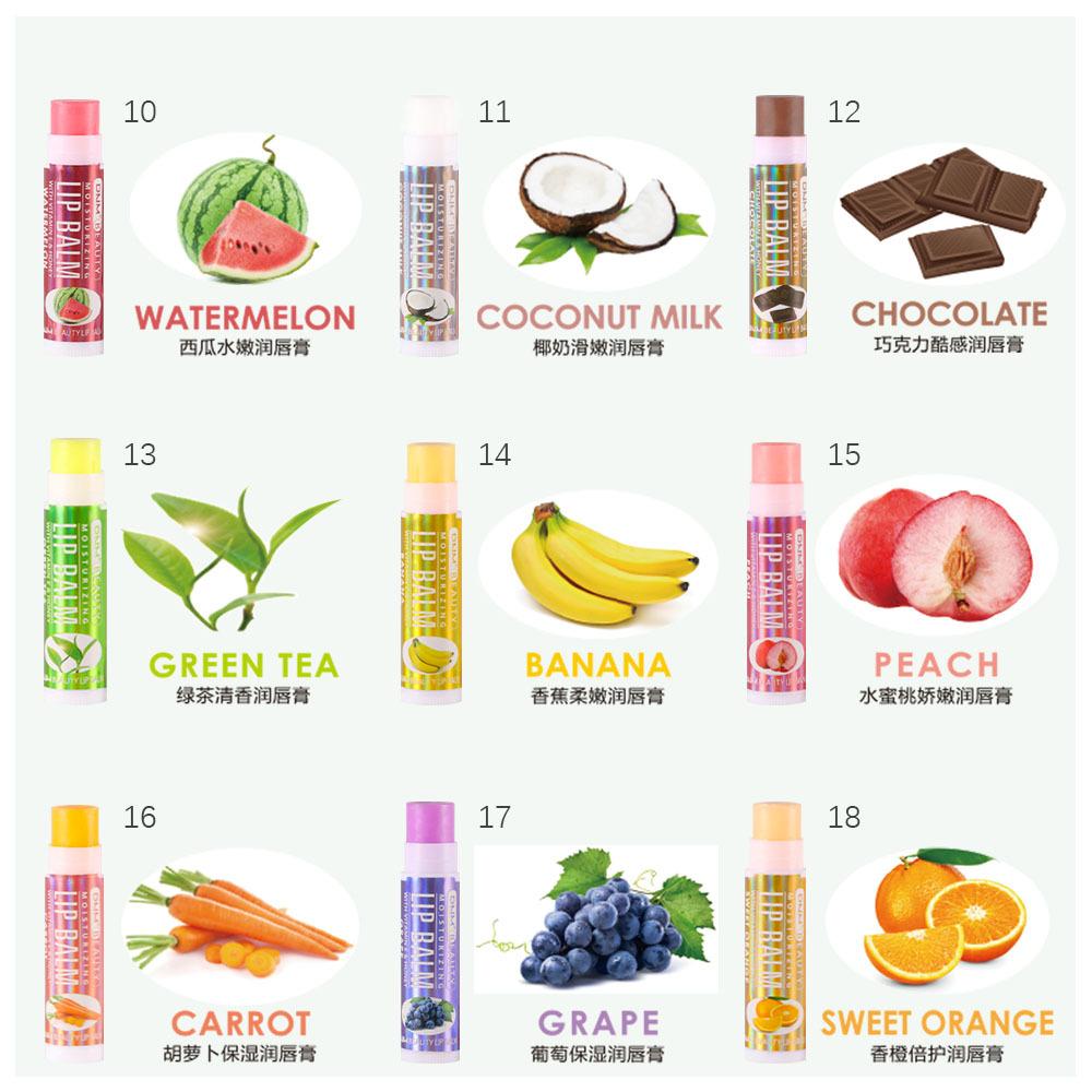 Single Multi-flavor Moisturizing and Hydrating Base Lip Balm with 18 Color Lip Gloss Makeup