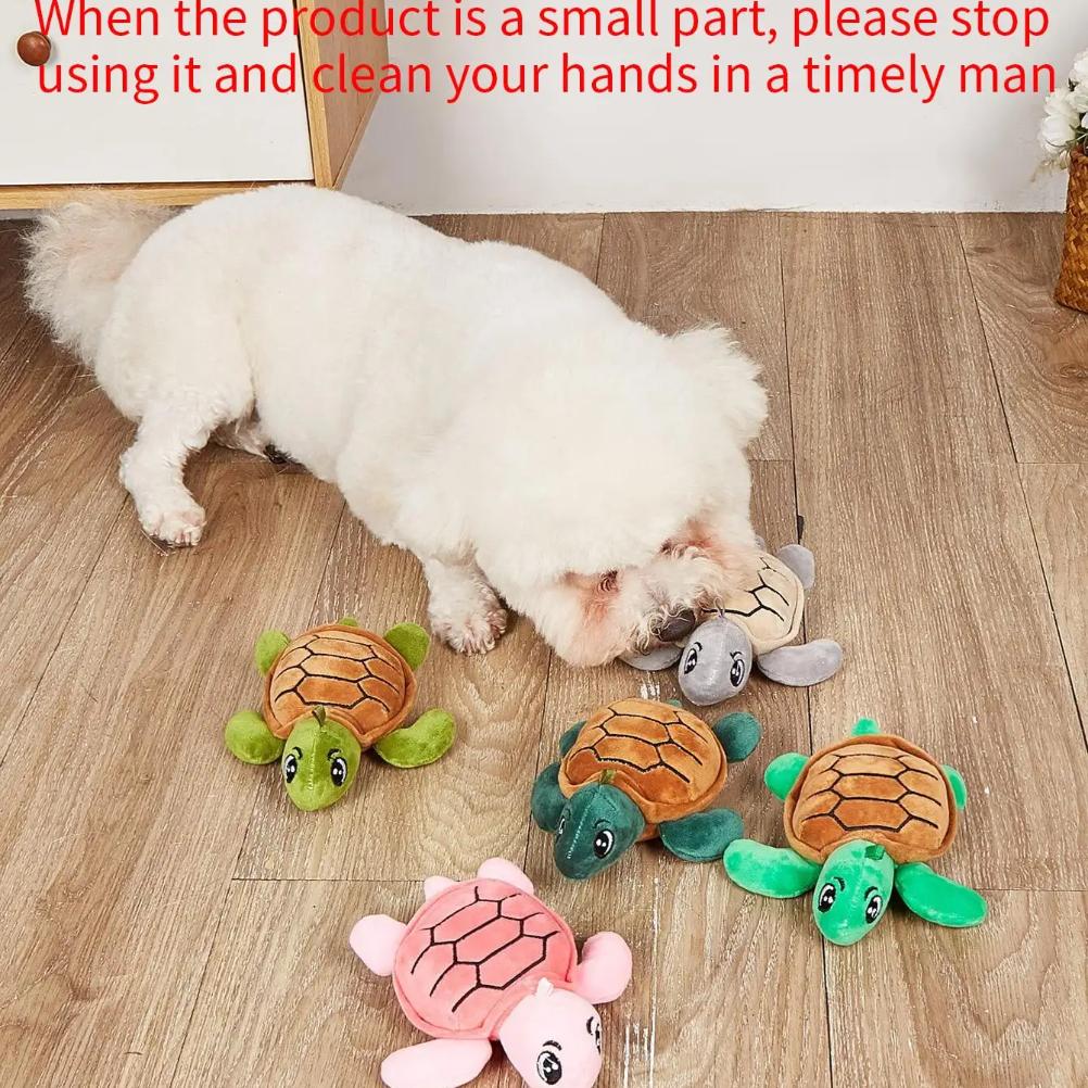 1 buc. Design aleatoriu cu broasca țestoasă de culoare pentru animale de companie care slefuie dinți jucărie scârțâitoare de plus, jucărie durabilă de mestecat pentru aprovizionare interactivă pentru câini
