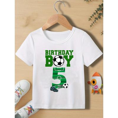 New Boys' Football Birthday Number 5.6.7 Years Old Tshirt Gives Children Birthday Gift Clothing Tshirt Summer White Black Tees