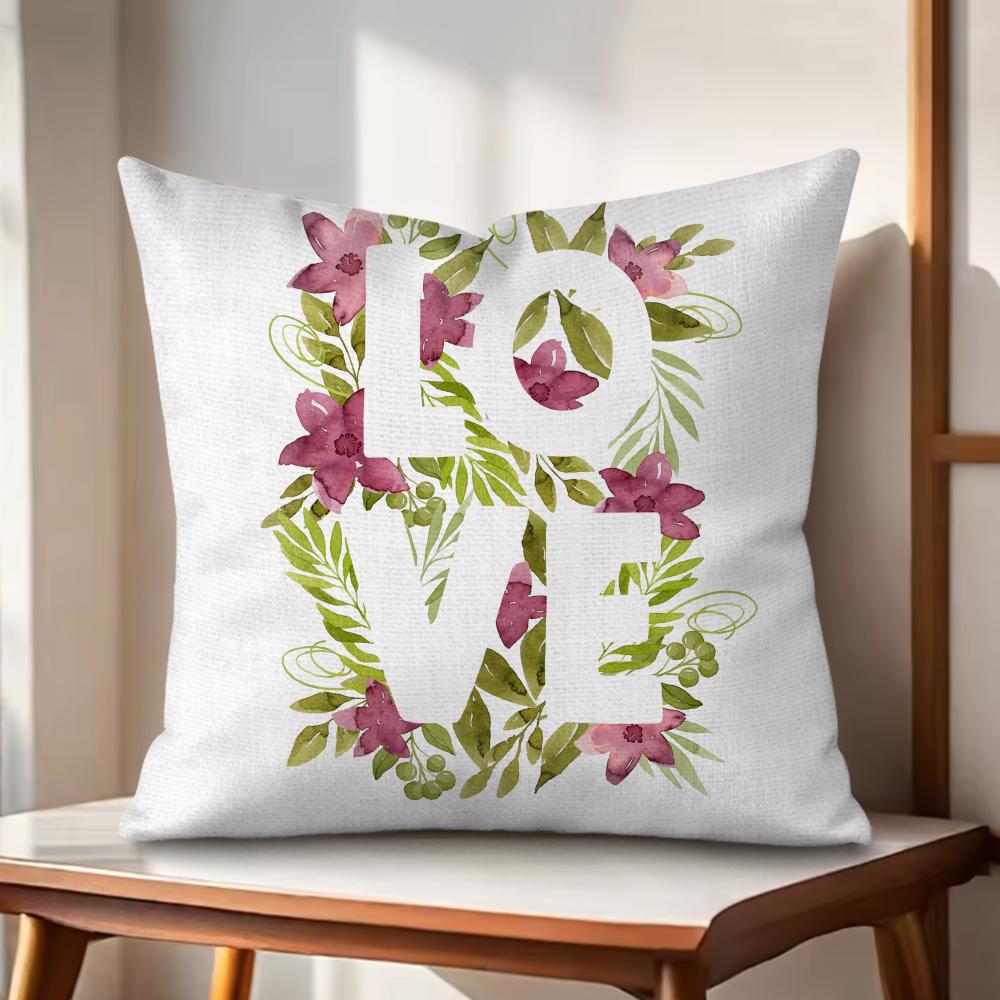 

Creative Love Pattern Cushion Cover Natural Linen Organic Fabric DoubleSided Printing Couch Pillow Covers Home Decor 30x30cm