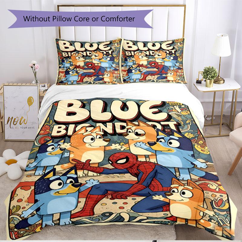 3pcs Duvet Cover Set (1*Duvet Cover + 2*Pillowcase, Without Core), Bluey Print Soft All‑Season Bedding Set, Home Bedroom Decor Gift