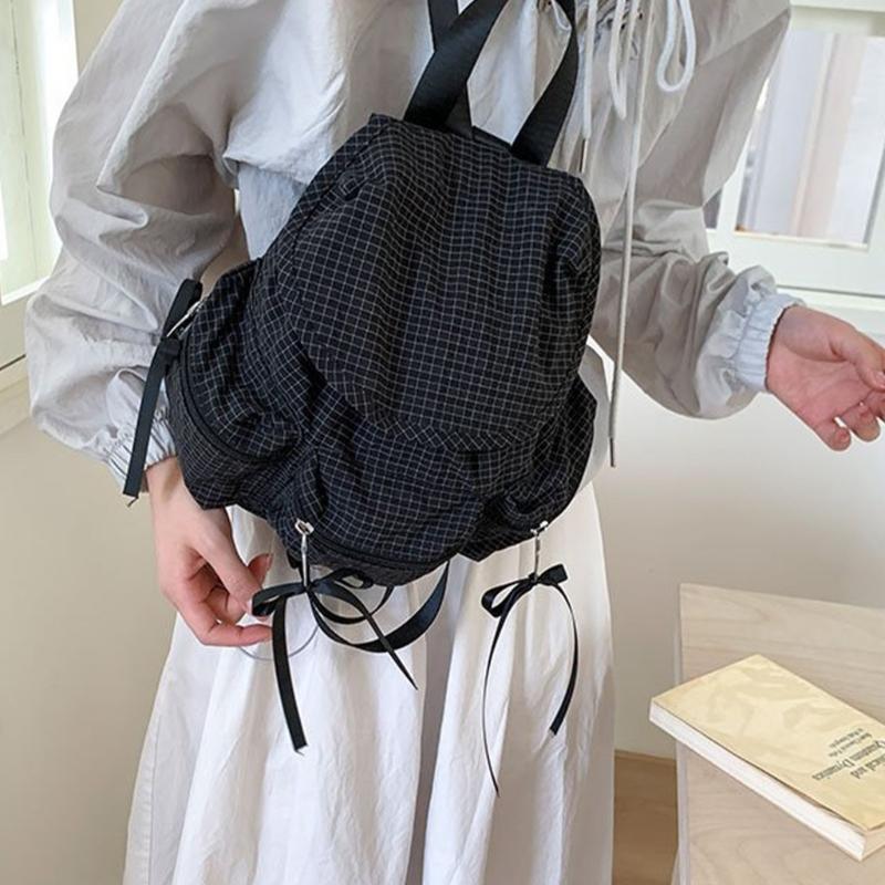 Plaids Backpacks Japanese Styles Casual Daypacks Student School Backpacks Retro Backpacks Travel Bag for Daily