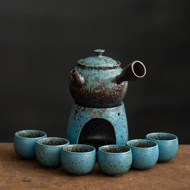 Japanese Style Coarse Pottery Tea-Boiling Stove Alcohol Stove Warm Tea Teapot Warmer Antique Tea Ceremony Kung Fu Tea Set