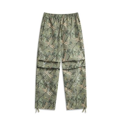 Li Ning Badfive Comfortable Wrinkle-Resistant Stylish Classic Retro Versatile Streetwear Loose Casual Pants Men Bottoms Bamboo-Print AKXV287-1
