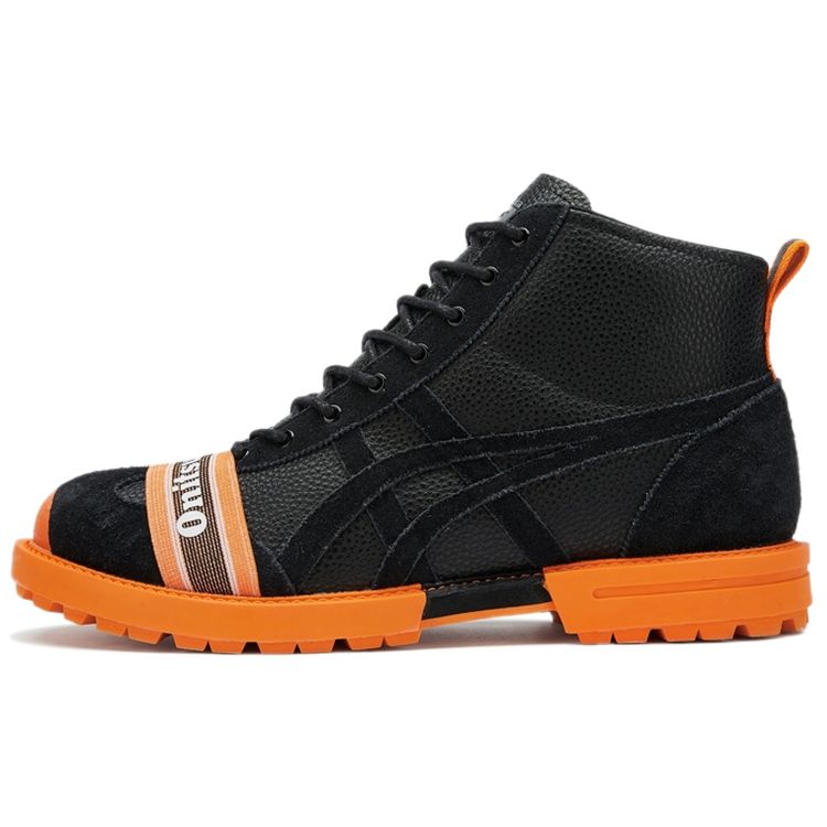 ONITSUKA TIGER Rinkan Retro Látkové Odolné Vysoké Ležérní Běžecké Boty Unisex Tenisky Černá Oranžová 1183B843-001