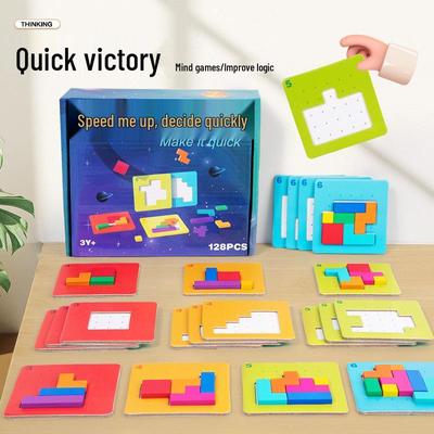 Gioco di Puzzle Educativo Battaglia Veloce Genitore-Figlio – Blocchi da Costruzione Quadrati Colorati per Due Giocatori