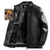 Men's Winter Warm Thickened Leather Jacket for Cycling & Outdoor, Mid-Aged to Dad's Style