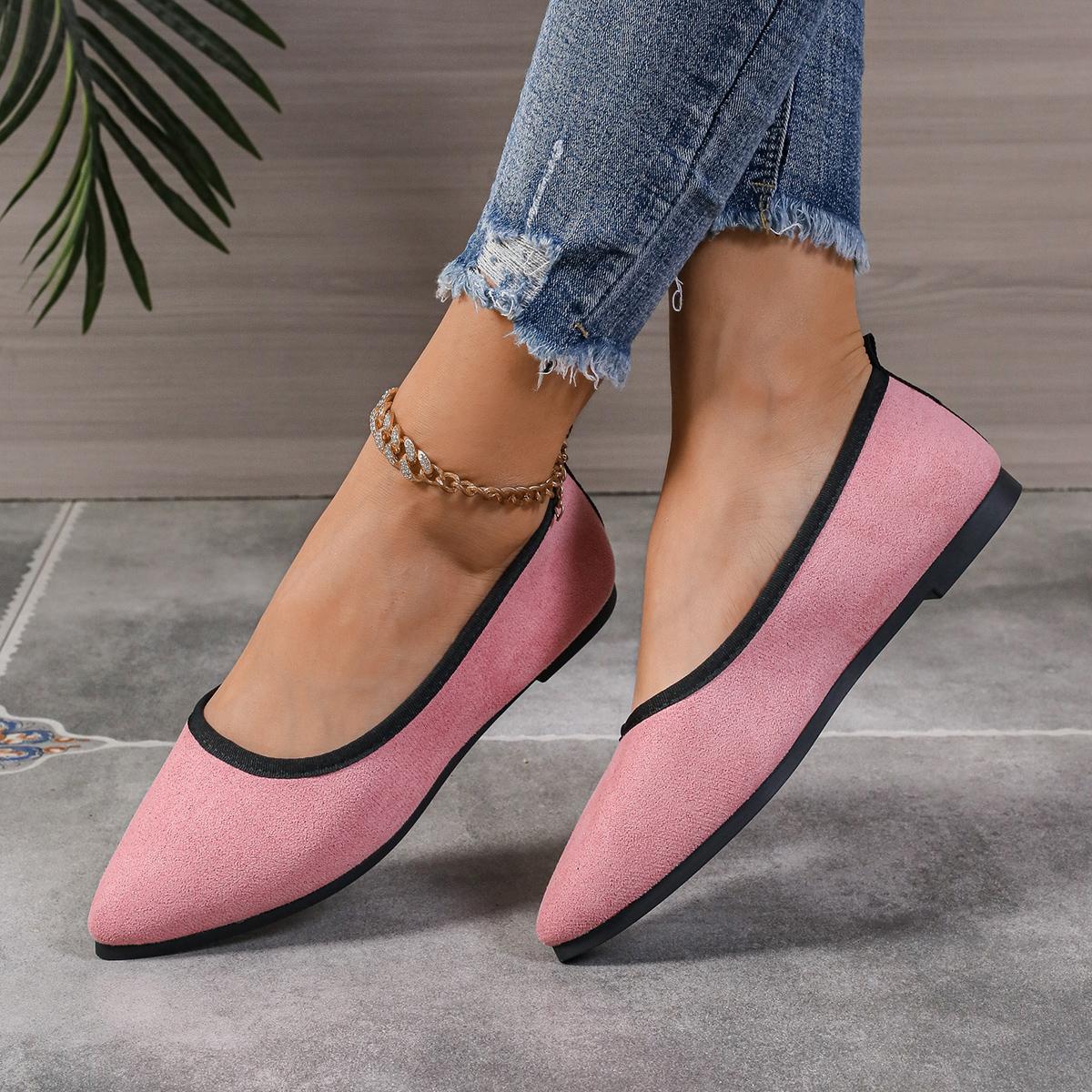 

Fashion Women Flats 2024 New Large Size Soft-soled Pointy Shoes for Women Fashion Casual New-style Slip-on Comfortable Sneakers Women 36 рожевий