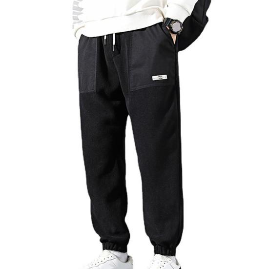 Buy Men Pants Contrast Banded Patchwork 
