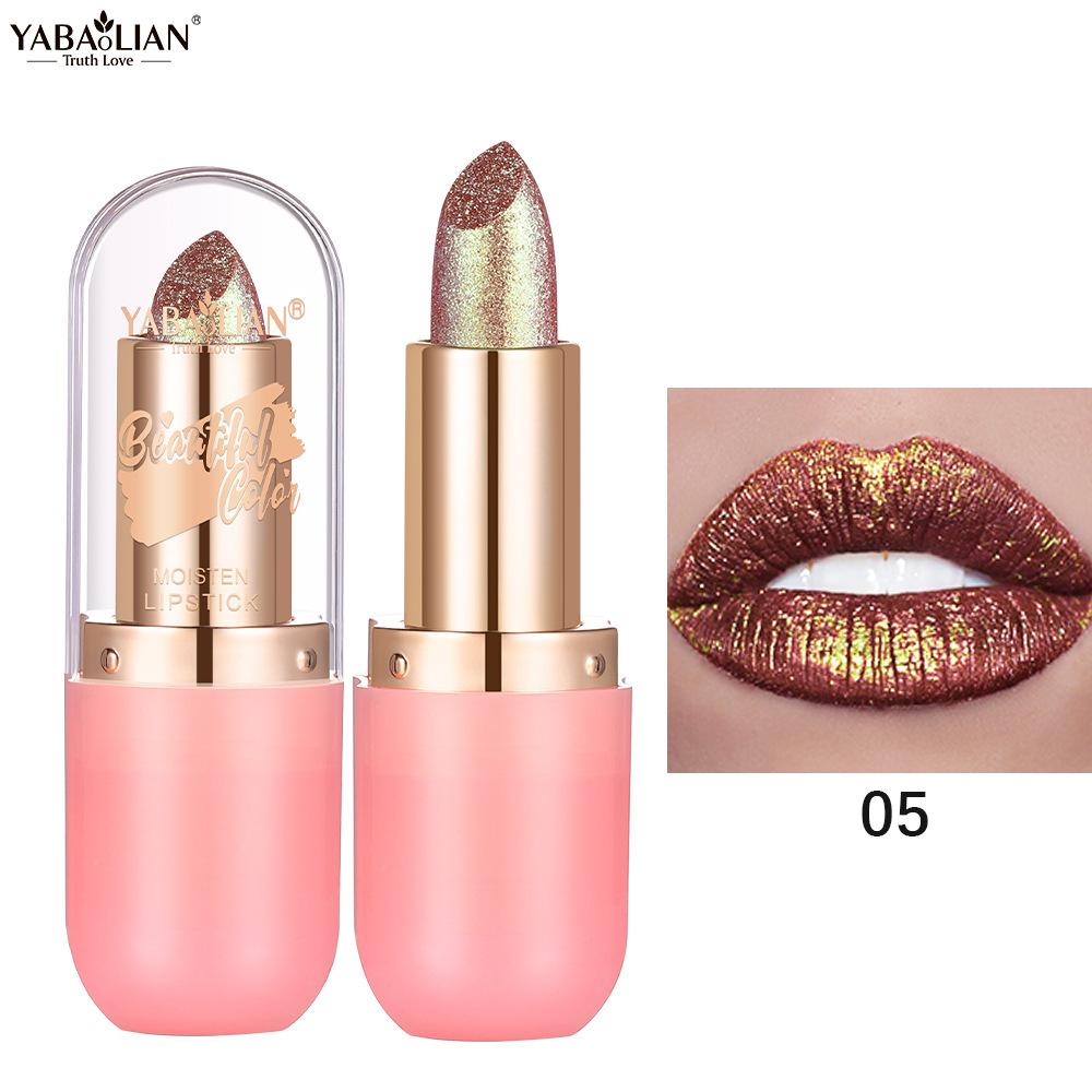 Metalická fialová chameleonská rtěnka Měnící barvu Matná třpytivá diamantová rtěnka Vodotěsný perleťový lesk na rty Sexy make-up