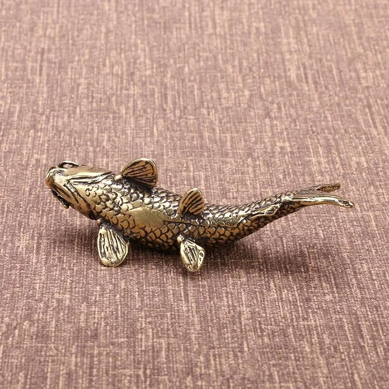 Massivkupfer Koi Antik Reichtum Sammeln Kupferhandwerk Tee Haustier Simulation Messing Karpfen Ornament