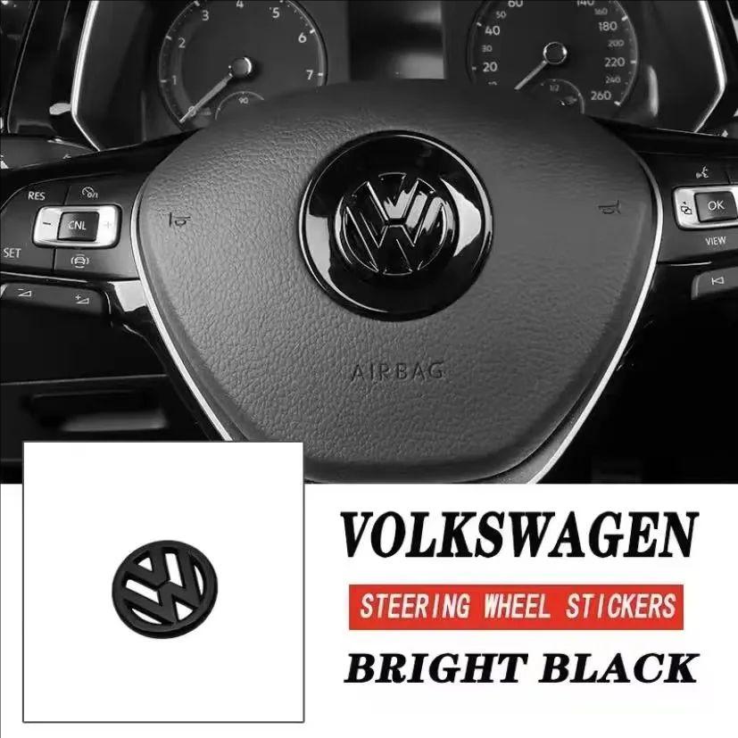 KUDFZ1 Car ABS Steering Wheel Emblem Trim Sticker Badge For VW GTI Golf Polo 6 7 Passat CC Tiguan T-ROC Jetta MK6 Taigo Arteon Hub Cap