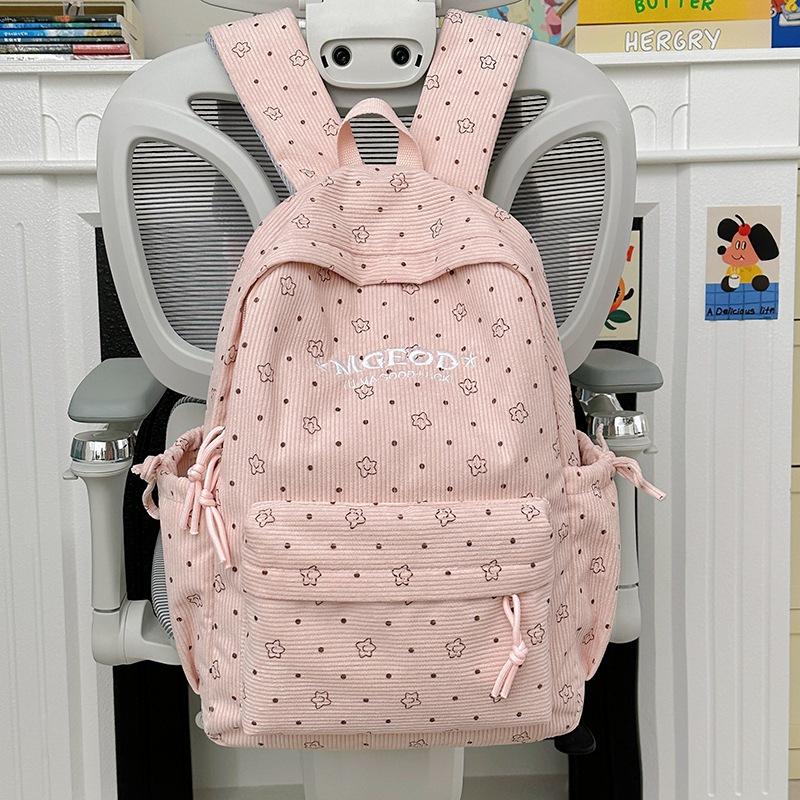 Schoolbag Japanese Korean ins Wind Cute Pentagram Polka Dot Backpack Female Student Large Capacity School Bag Versatile Campus Backpack