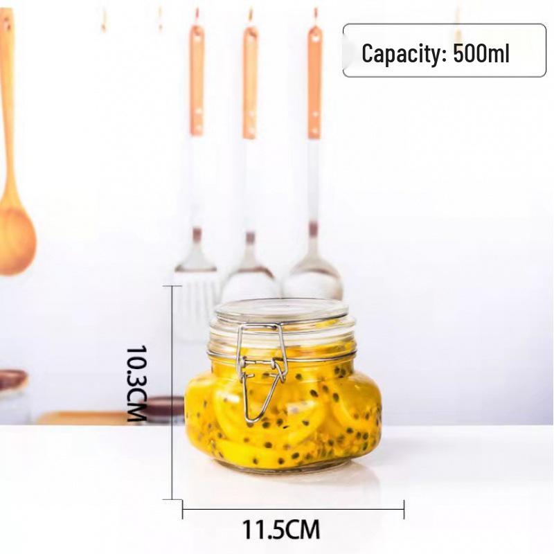 Glass Storage and Pickling Jar with Buckle Seal for Wine, Tea, Honey, and Jam