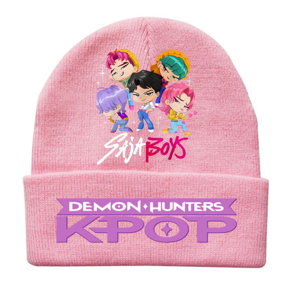 Kpop Demon Hunters Children Knit Beanie Cute And Charming Cartoon Printed Warm Cap Designed for Girls Fall Season Cold Season Outdoor Sports Birth