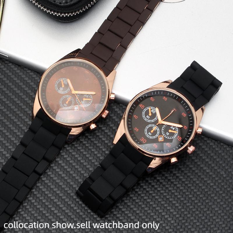 20mm 23mm watchband For Armani AR5906 AR5905 AR5890 AR5889 5858 5920 Silicone +Stainless steel strap men woman Rubber bracelet