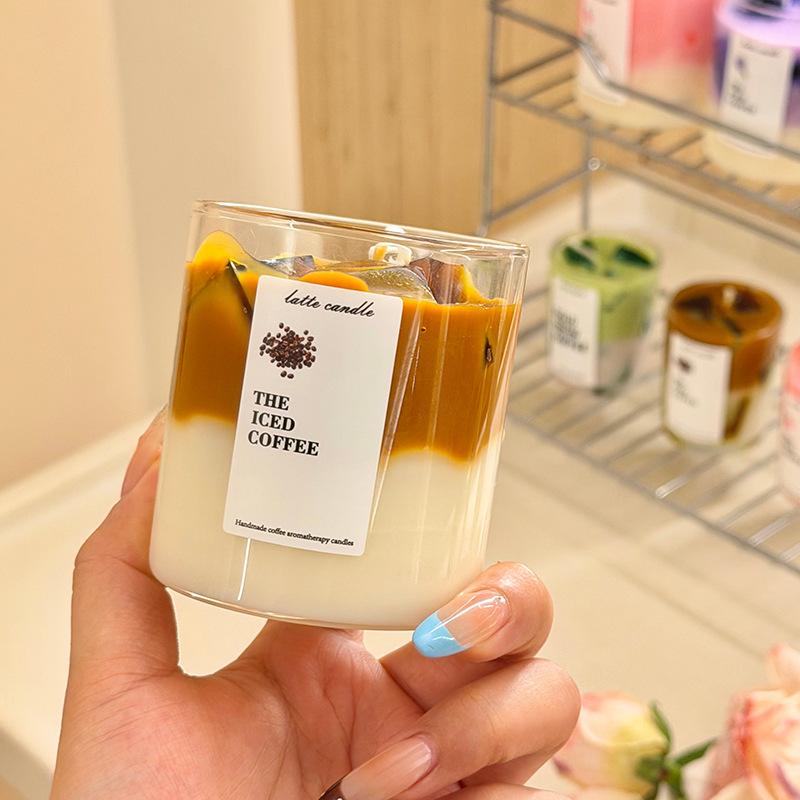 1PC Iced Coffee Aromatherapy Candle Double Layer Colored Fruit Aromatherapy Photo Ornament Holiday Souvenir Aromatherapy Candle