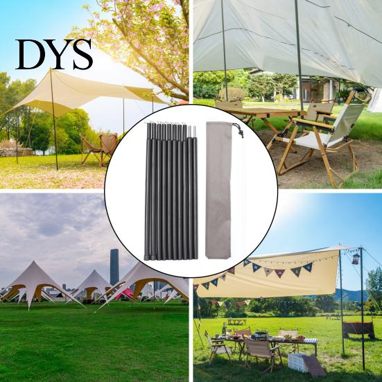 Hiking Tent Pole Kit 1 Set Canopy Support with Storage Bag 10 Sections Heavy Duty Metal Beach Party Poles Outdoor Camping Sunshade Hammock Tarpaulin