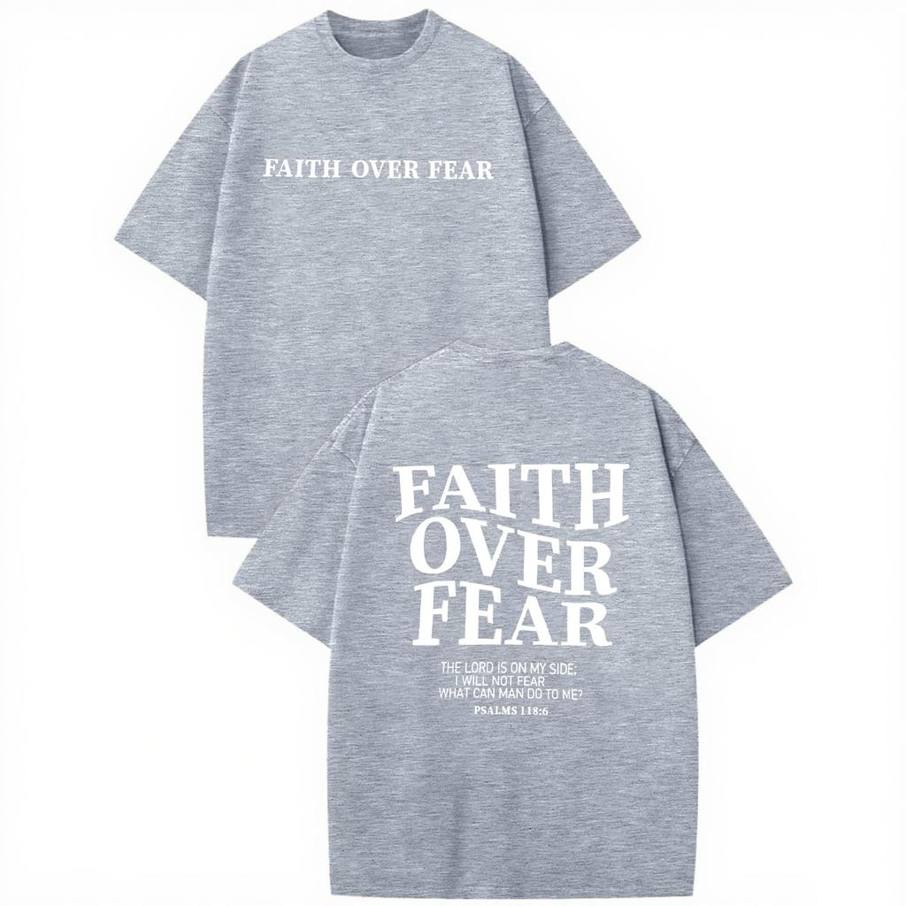 BANGELY Faith Over Fear Shirt Men Graphic Shirts Workout Gym Jesus Christian Religious Tees Fashion Short Sleeve Tops