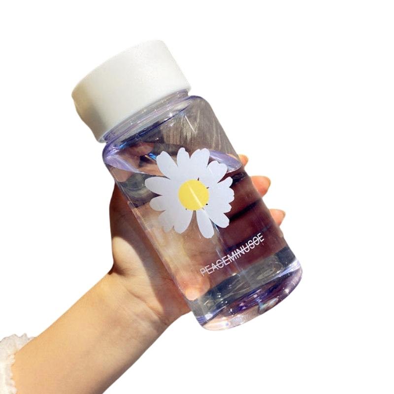 This Summer Cute Little Chrysanthemum Water Cup Comes In Two Styles Frosted and Transparent with A Handle for Easy Carrying
