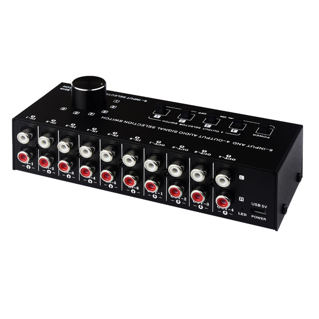 Stereo Sound Selector Sound Switcher Speaker Switching Sound Switching Box Switcher Selector for Stereo Speaker 6 In 4 Out