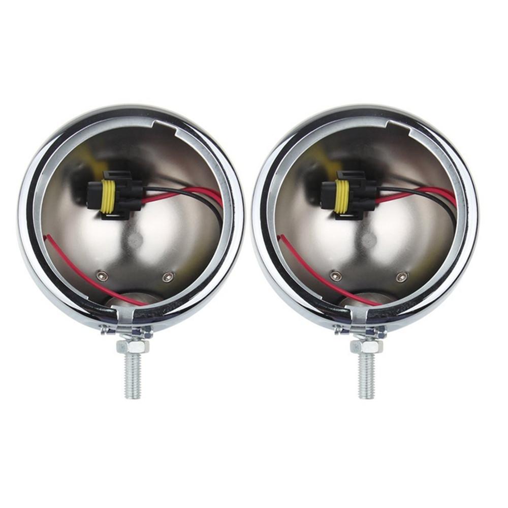 Black/Chrome Housing Ring Mount Bracket fit for Motorcycle 4 1/2" 4.5 inch LED Auxiliary Spot Fog Passing Light Lamp 2Pcs
