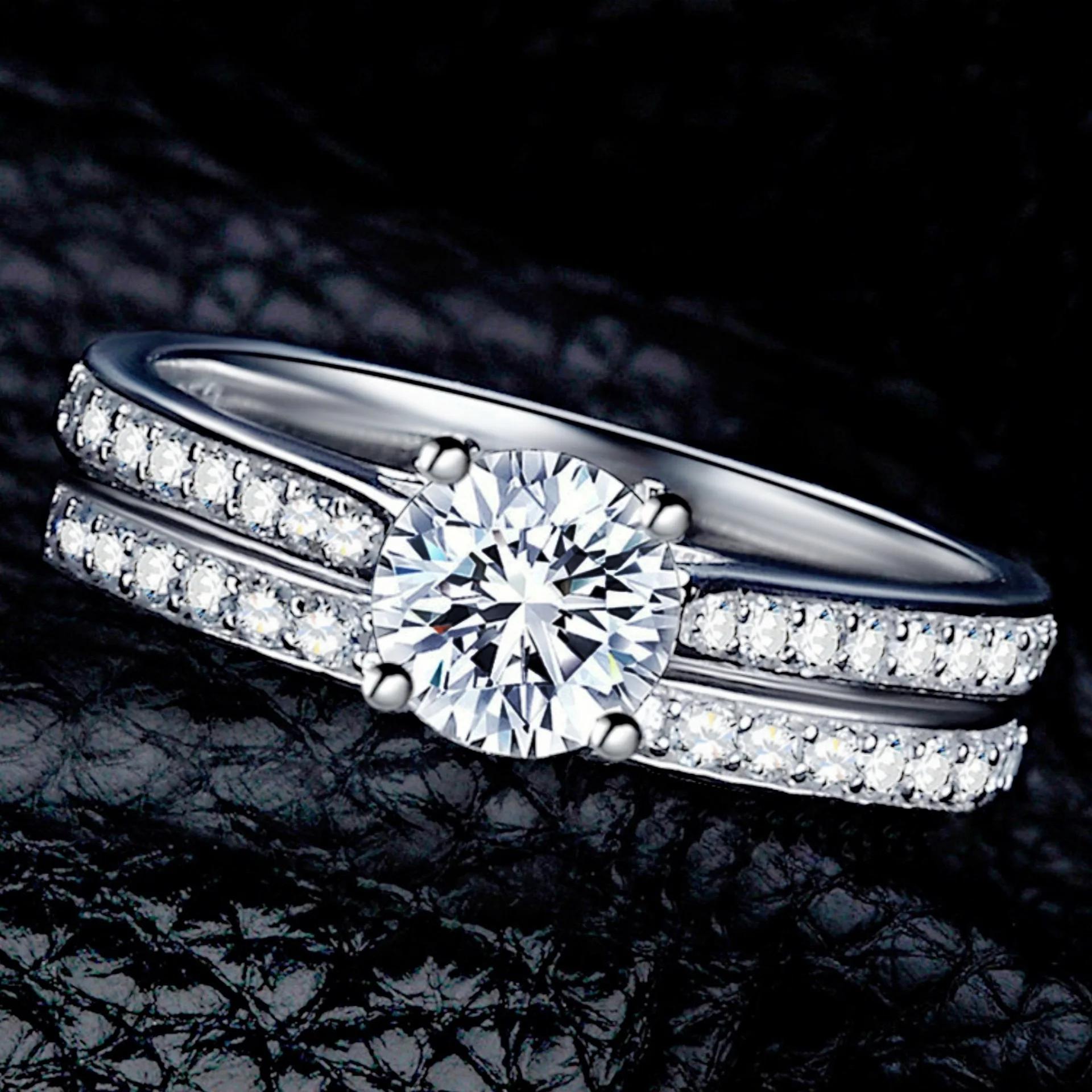 

925 Sterling Silver Ring Inlaid with Zircon Women Couple Jewelry Fashion Accessories for Wedding or Anniversary 5