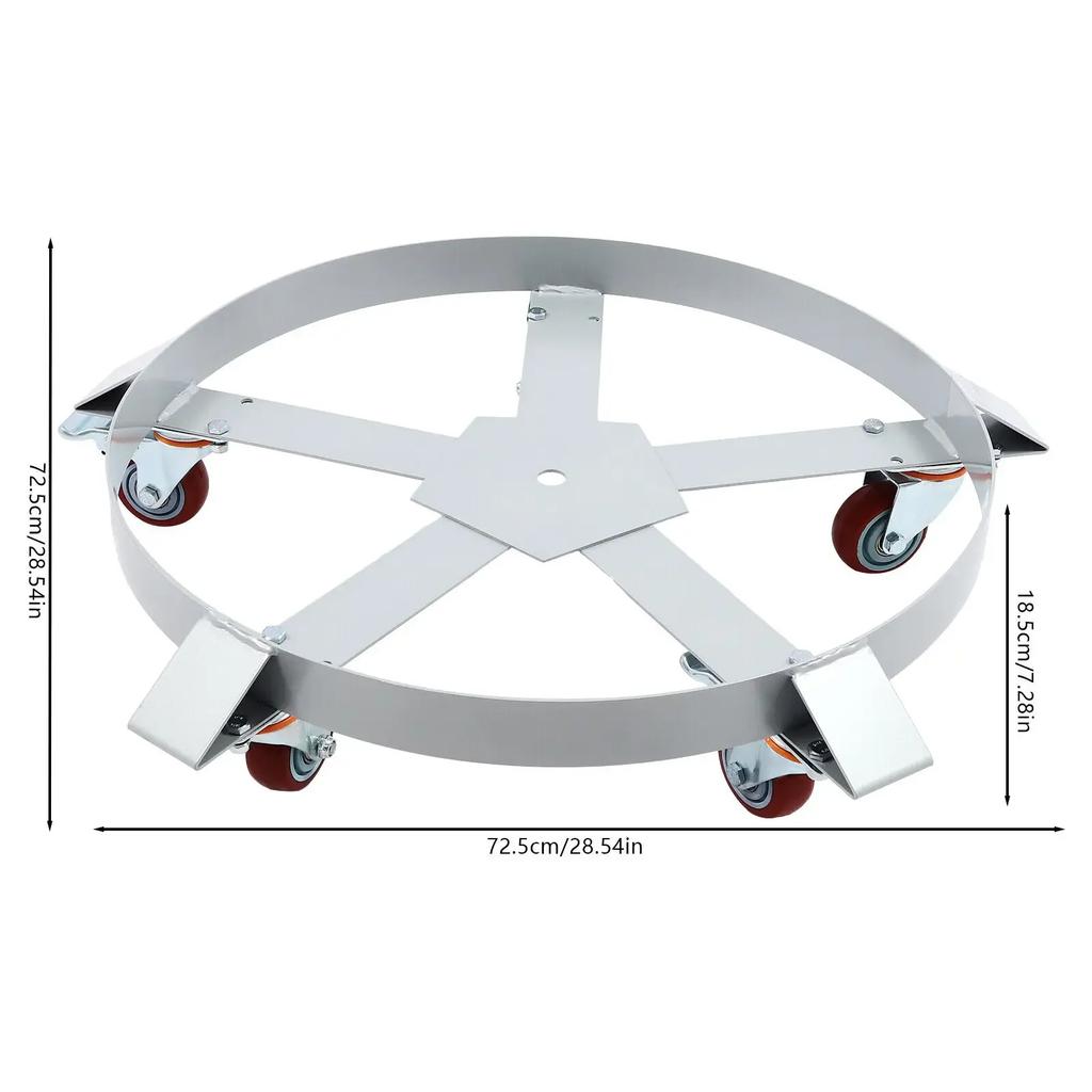 Q235 Steel Drum Dolly Cart with 5 Wheels for 55 Gallon Barrels, 1250 lb Capacity Heavy-Duty Barrel Mover