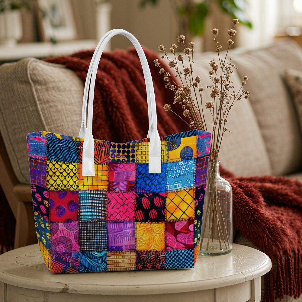 Fashion Ethnic Patchwork Tote Bag Casual Daily Large Capacity Shoulder Handbag For Outdoor Shopping Travel Use