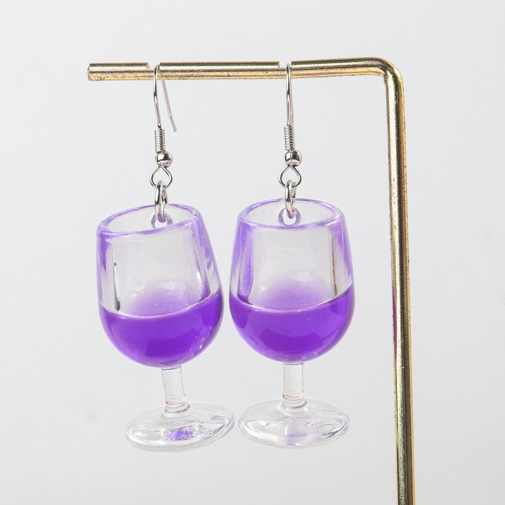 New Large Red Wine Glasses Acrylic Dangle Earring for Women Resin 3D Drink Cup Bottle Drop Earring Funny Creative Jewelry Gifts