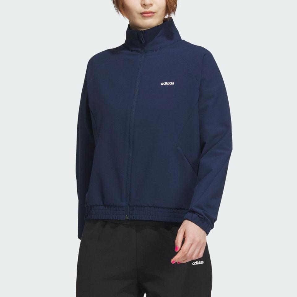 Adidas Fashionable Comfortable Hooded Letter Print Zipper Design Long Sleeve Jacket Women jackets Navy-Blue JE3580